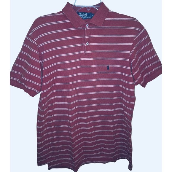 Polo By Ralph Lauren Mens Striped Red Polo Shirt Size M - Picture 1 of 5